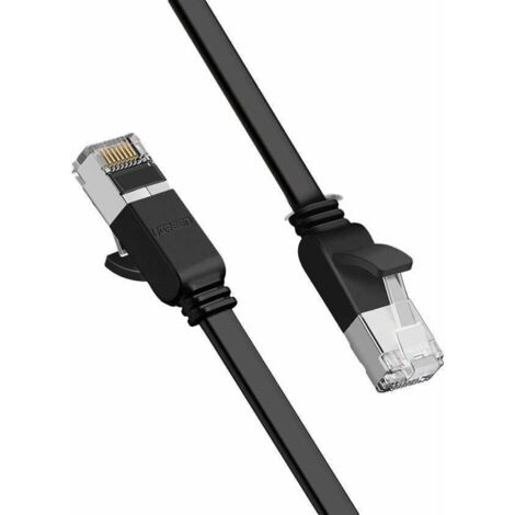 Cable de conexión plano UTP Cable de red RJ45 Cat 6 1000Mbps 2m negro