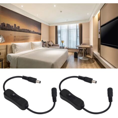 [Cable de conmutación de CC] [Cable de alimentación] [2 piezas] [Cable con función de conmutación en línea para tiras de LED, CCTV, bomba de agua, 11,5 pulgadas, material ABS]