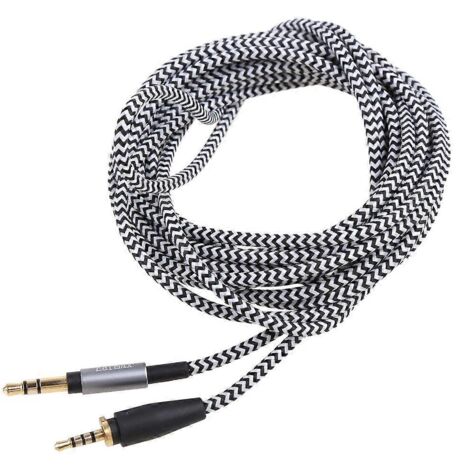 Câble de connexion pour casque audio urbain XL, fil robuste 300 mm noir et blanc