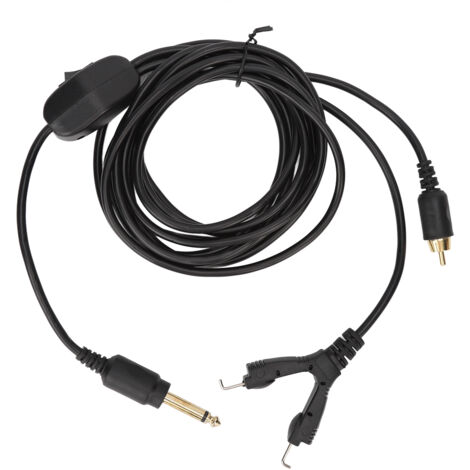 Câble de connexion pour machine à tatouer RCA, 2 mètres, prise mâle 6.35mm avec crochet, cordon à 2 brins pour équipement de tatouage