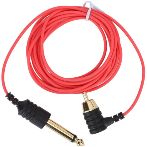Câble de connexion RCA pour machine à tatouer 7ft, résistant aux hautes températures, flexible et fin, angle de 90 degrés, couleur rouge