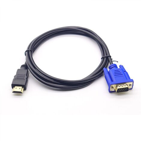 Câble de conversion HDMI vers VGA 1080P Câble HDMI vers VGA Adaptateur 1,8 m (sans puce)