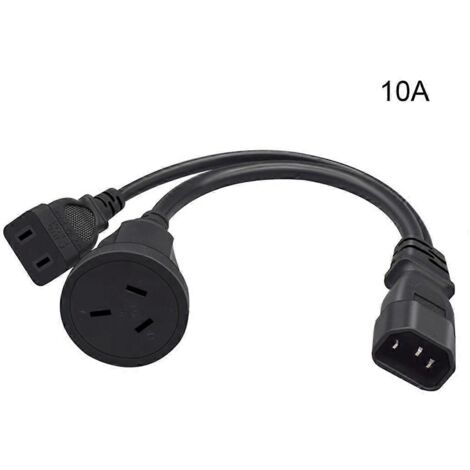 Câble de conversion IEC320-C14 mâle vers 1-15R + AU10A/16A femelle - 10A - Alimentation électrique