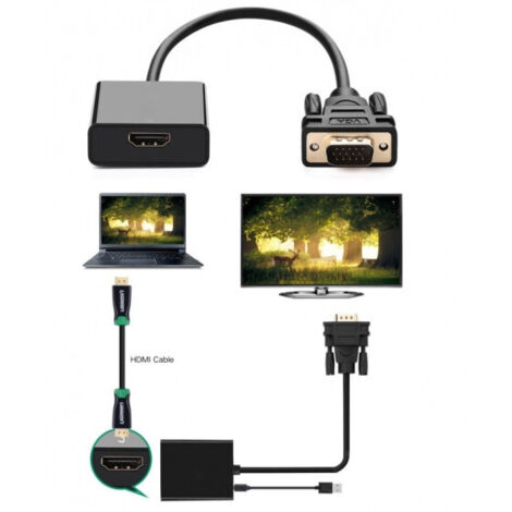 Câble De Conversion Universel Vga Vers Hdmi En Ha 1080p Pour Tv Box