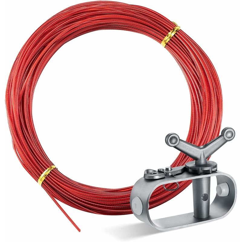 Câble de couverture de piscine et treuil Kit câble de couverture de piscine d'hiver câble rouge avec treuil en acier inoxydable pour remplacement de