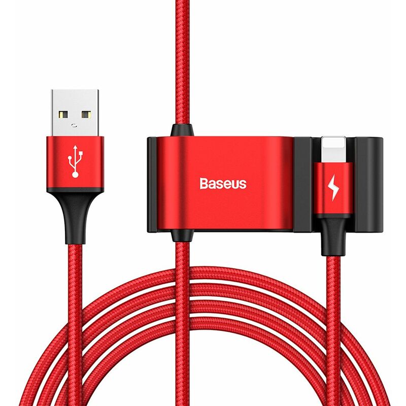 

Cable de datos Dual USB 5V / 3A 1.5m Cable de carga Lightning Asiento trasero del coche para telefono inteligente CALHZ-09, rojo - Baseus