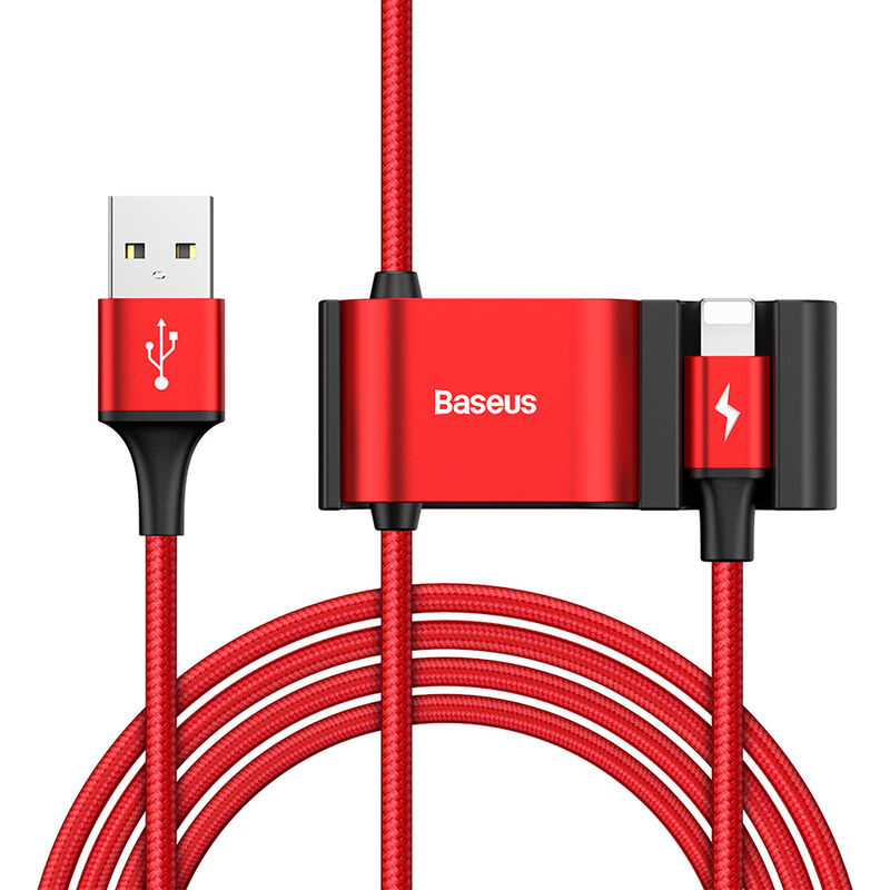 

Cable de datos Dual USB 5V / 3A 1.5m Cable de carga Lightning Asiento trasero del coche para telefono inteligente CALHZ-09, rojo - Baseus