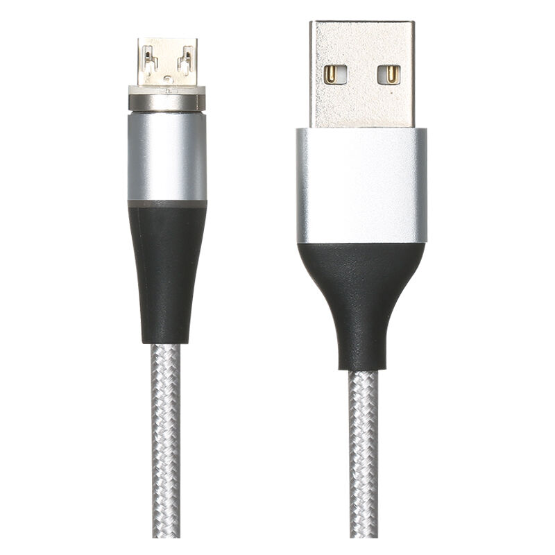 

Cable de datos de succion magnetica de 2,4 A Cable de carga rapida trenzado de nailon Cable de carga de telefono Plata Interfaz Micro USB 1 m, Plata,