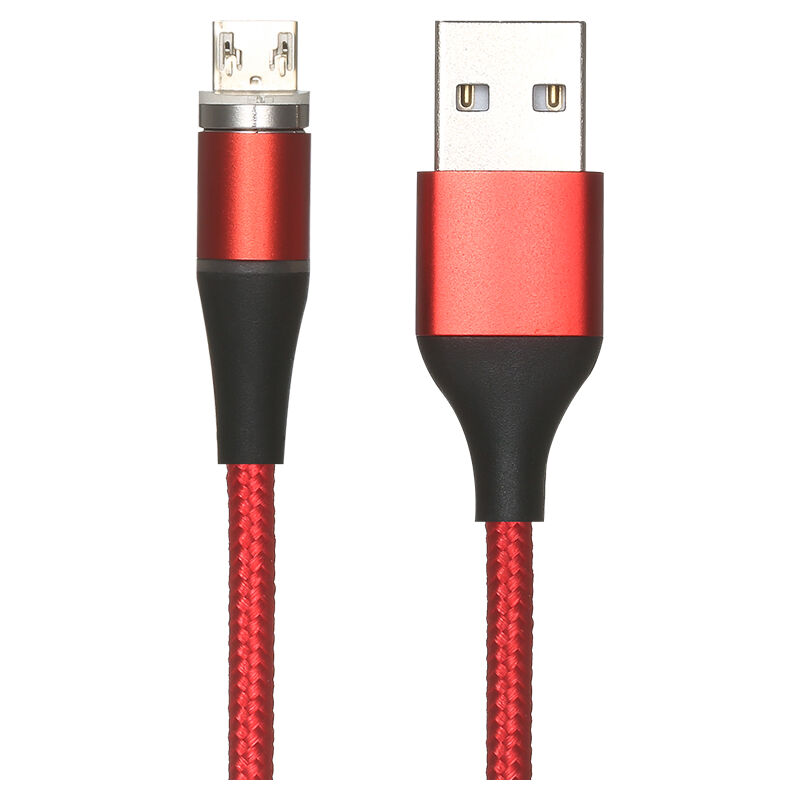 

Cable de datos de succion magnetica de 2.4A Cable de carga rapida trenzado de nailon Cable de carga de telefono Rojo Interfaz micro USB 2m, Rojo,