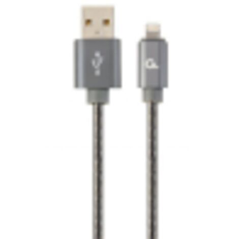 CABLE DE DATOS Y CARGA PREMIUM GEMBIRD 8 PINES METAL EN ESPIRAL, 1 M, GRIS
