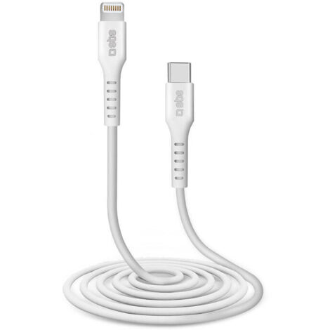 Cable de datos y de carga sbs tecableligtc2w-rayo y tipo-c-2metros-blanco