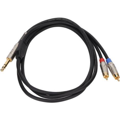Câble de division TRS 6,35 mm mâle vers 2 RCA mâle, longueur 1,8 m (5,9 pi) pour microphone
