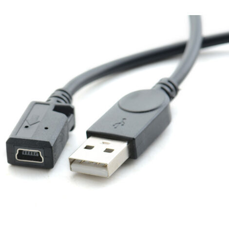 Câble de données et de charge USB mâle vers mini5P femelle, adaptateur d'interface MP3 pour ordinateur A mâle vers T mâle mini5P femelle