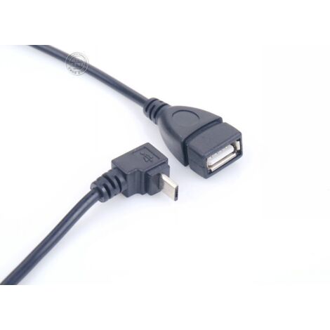 Câble de données micro USB mâle vers USB femelle coudé à 90° pour téléphones/tablettes Android (OTG)