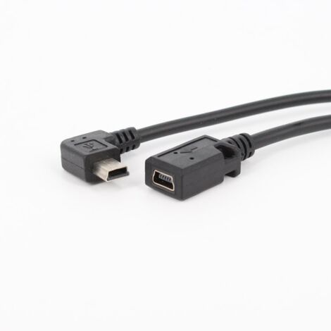 Câble de données Mini USB mâle vers femelle coudé à gauche, rallonge Mini USB mâle vers femelle coudée à 90°