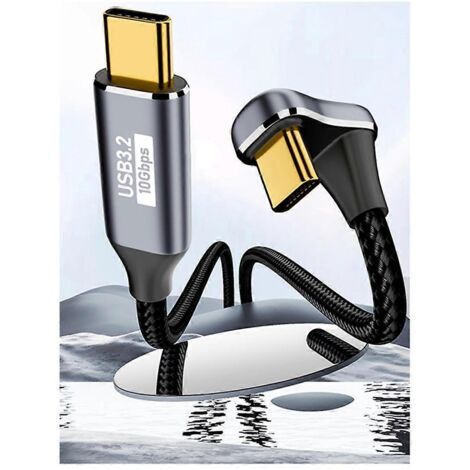 Câble de données OTG coudé USB C vers Type C PD 100 W, USB 3.2 Gen 2, H--