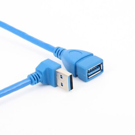 Câble de données USB 3.0 mâle-femelle coudé vers le bas, adaptateur pour ordinateur, câble d'extension coudé en L à 90 degrés mâle-femelle