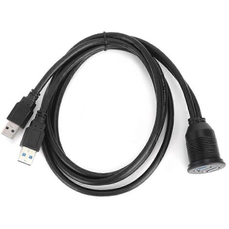Câble de données USB3.0 double, montage encastré sur tableau de bord, rallonge de panneau étanche 1 mètre/39,4 pouces