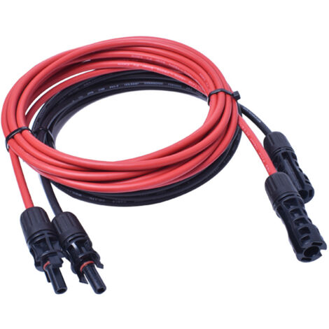 Cable de extensión 4mm² incl. enchufe solar 2x3m - extensión de cable solar en ambos lados rojo/negro - cable fotovoltaico con enchufe - cable solar