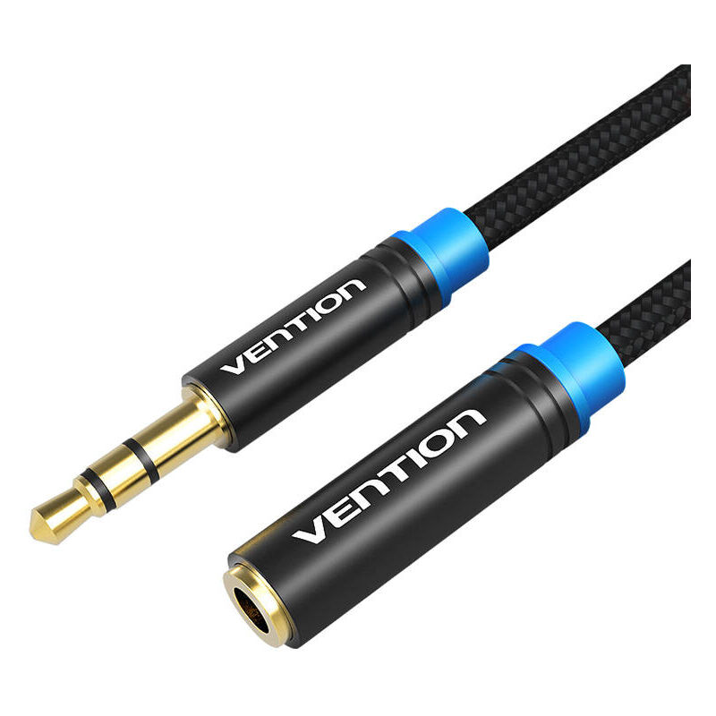 Cable De Extension De Audio De With Connector De Nylon De 3.5 Mm - Black Metallic - Vention 2m