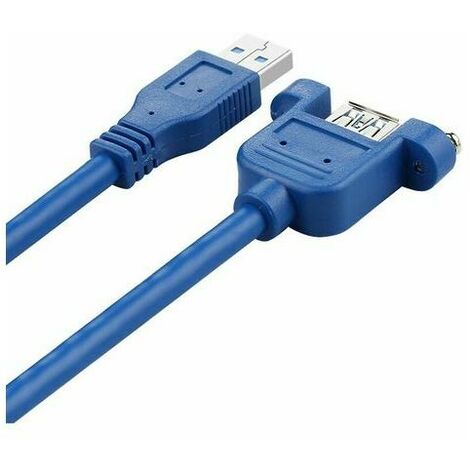 Cable de extensión macho a hembra USB 3,0 de montaje en panel de 0,6 m y 5Gbps blindado con tornillos dobles