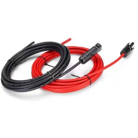 Cable de extensión para módulo solar MC4, conector fotovoltaico (4 cuadrados rojos y negros, 5 m cada uno, cabezal único, 2 unidades)