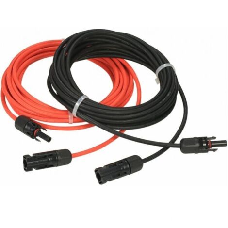 Cable de extensión para panel solar de 4 metros con conector MC4, par rojo + negro, 14 AWG