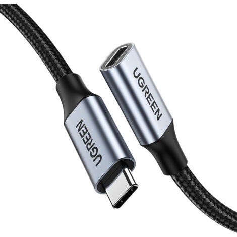 Cable de extensión USB-C 3.1 duradero de 10 Gb/s, 1 m, gris