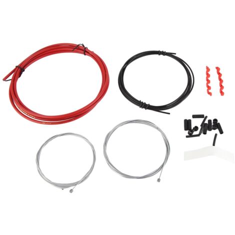 Câble de frein de vélo avec embouts, puissance de freinage optimale, en acier inoxydable, pour VTT et vélo de route, rouge.