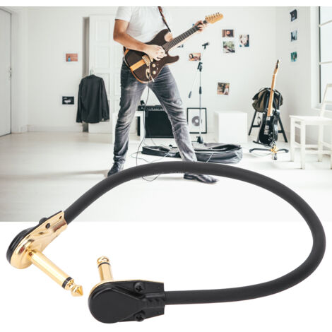 Câble de Guitare Noir Doré à Angle Droit pour Pédale, Longueur 33cm