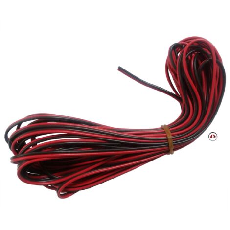 Cable de haut parleur 2x0.5mm2 - 10m - CCA - Rouge et noir