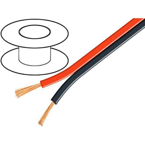 Cable de haut parleurs 2x0.5mm2 - 100m - OFC - Rouge Noir