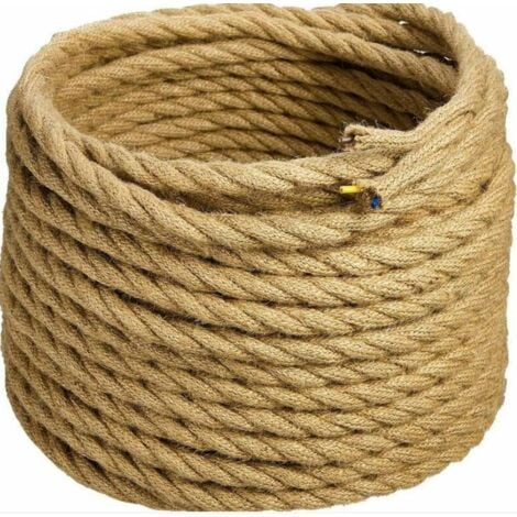 TIGREZY Cable de iluminación LED de 10 m, cable de iluminación vintage de lino de 3 hilos, recubierto de alambre de cobre, cuerda industrial trenzada retro para lámpara colgante DIY.