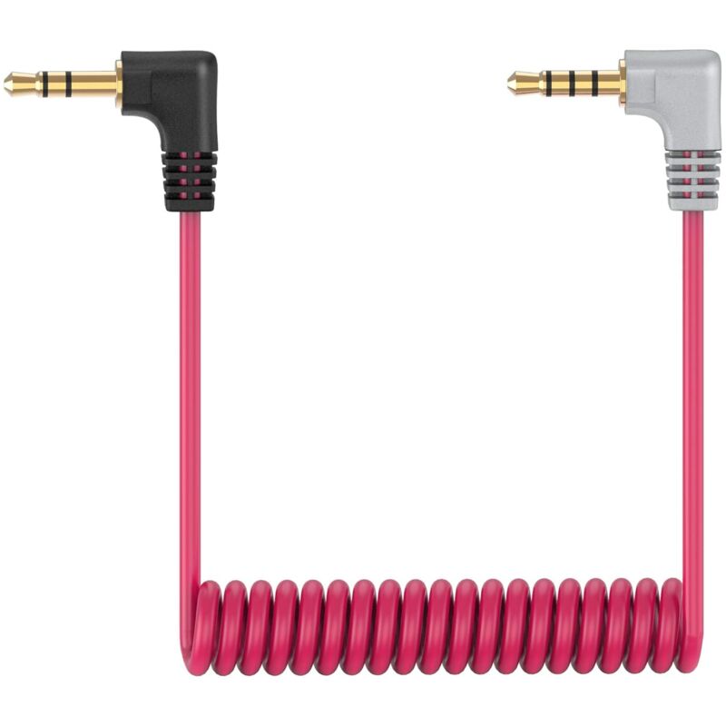 

Cable de Microfono TRS 2.5 mm a TRRS de 3.5mm espiral acodad 0.20 M Ro