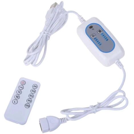 Câble de minuterie et télécommande USB pour ventilateur de plafond de bureau 5 V avec lumière USB blanche