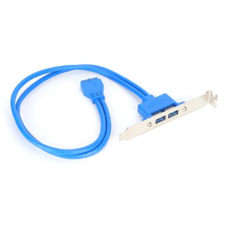 Câble de prolongation USB 3.0 double port femelle, connecteur 19 broches pour panneau arrière de carte mère, couleur bleue