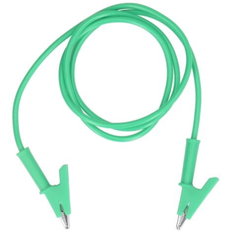 Cable de prueba con pinzas de cocodrilo de doble extremo, apertura de 10 mm, para batería de vehículo (verde)