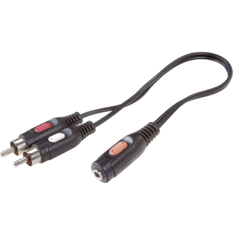 Speaka Professional - Câble de raccordement SP-7870256 Cinch-RCA / Jack audio [2x Cinch-RCA mâle - 1x Jack femelle 3.5 mm - noir