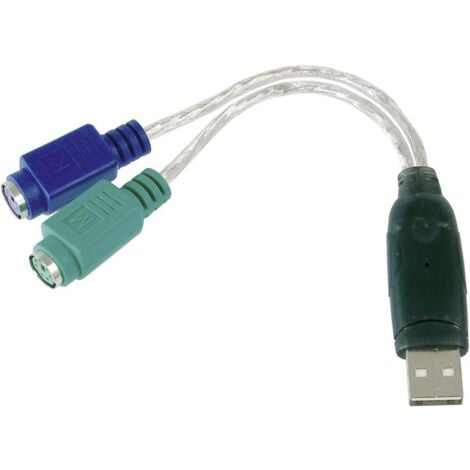 Câble de raccordement clavier/souris USB / PS/2 Digitus DA-70118 - [1x USB 2.0 type A mâle - 2x PS/2 femelle] 10.00 cm - transparent