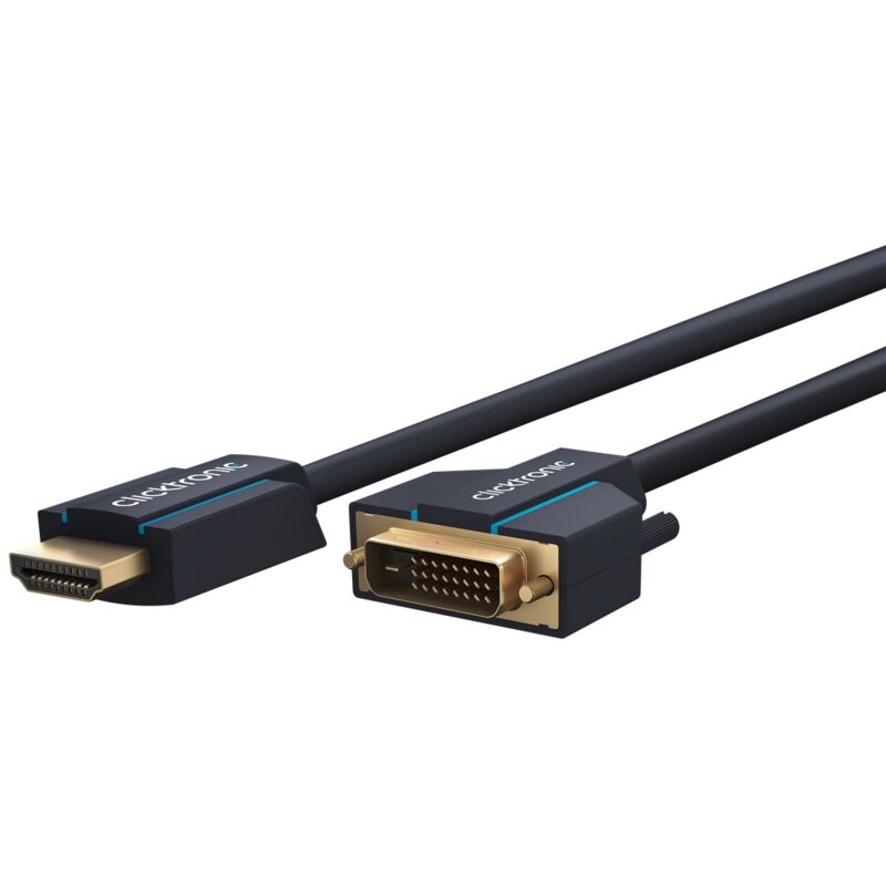 Clicktronic - Câble Adaptateur dvi vers hdmi™, Câble Premium 1x dvi-d mâle 1x hdmi™ mâle 1,0 m wqxga @ 60 Hz. Longueur de câble 1 m
