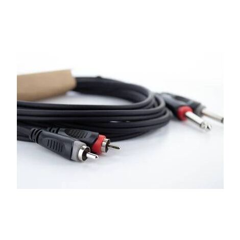 Câble de raccordement Cordial 14839 Jack / Cinch-RCA audio [2x Jack mâle 6,3 mm (mono) - 2x Cinch-RCA mâle] 1 m noir gaine en PVC, câble jumelé Y817713