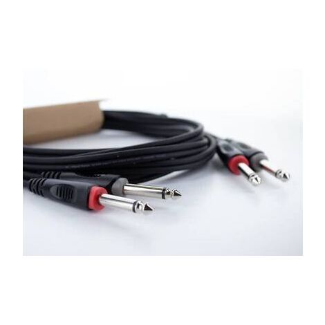 Câble de raccordement Cordial 14844 Jack audio [2x Jack mâle 6,3 mm (mono) - 2x Jack mâle 6,3 mm (mono)] 1.50 m noir gaine en PVC, câble jumelé Y817973