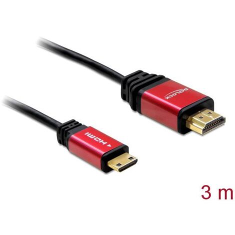 Câble de raccordement Delock HDMI Fiche mâle HDMI-A, Fiche mâle HDMI-Mini-C 3.00 m noir 84337 4K UHD, contacts dorés Câble HDMI C676351