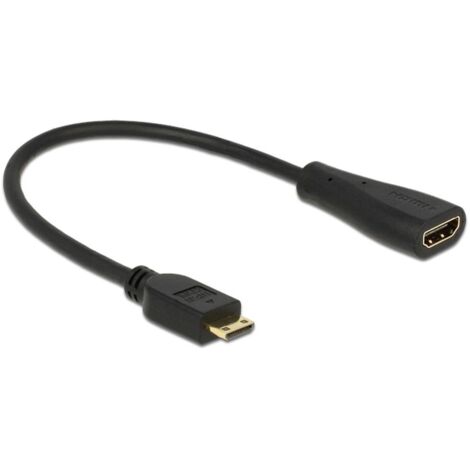 Câble de raccordement Delock HDMI Fiche mâle HDMI-Mini-C, Prise femelle HDMI-A 0.23 m noir 65650 con