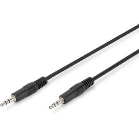 Câble de raccordement Digitus AK-510100-015-S Jack audio [1x Jack mâle 3.5 mm - 1x Jack mâle 3.5 mm] 1.50 m noir rond, non blindé S389661