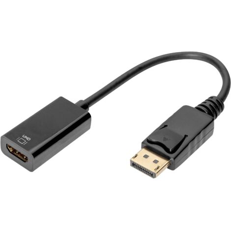 Câble de raccordement Digitus DisplayPort / HDMI Fiche mâle DisplayPort, Prise femelle HDMI-A 0.20 m noir DB-340415-002-S blindage double, blindé C S667612