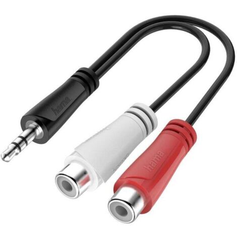 Câble de raccordement Hama 00200350 Jack / Cinch-RCA audio [1x adaptateur Cinch / RCA - 1x Jack mâle 3.5 mm] 0.15 m noi