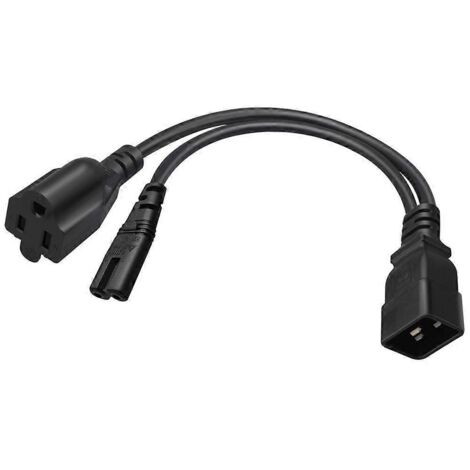 Câble de raccordement IEC320 C20 mâle vers 5-15R + C7 femelle, 1FT/0.32M, diviseur Y pour alimentation électrique