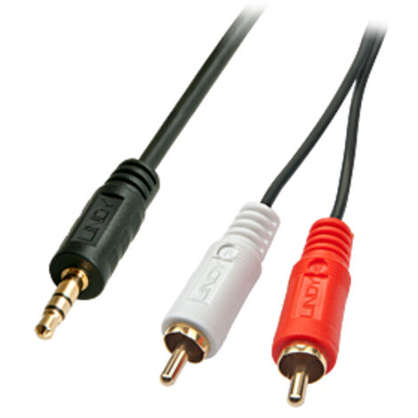 Câble de raccordement LINDY 35685 Cinch-RCA / Jack audio [2x Cinch-RCA mâle - 1x Jack mâle 3.5 mm] 10.00 m noir C188631