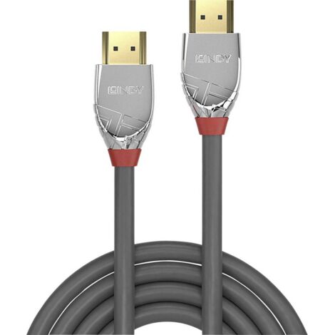 Câble de raccordement LINDY HDMI Fiche mâle HDMI-A, Fiche mâle HDMI-A 2.00 m gris 37872 4K UHD Câble HDMI